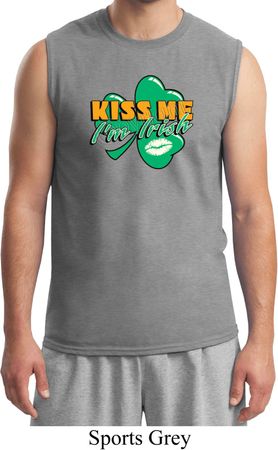 St Patrick's Day Kiss Me I'm Irish Mens Muscle Shirt
