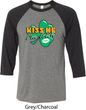 St Patrick's Day Kiss Me I'm Irish Mens Raglan Shirt