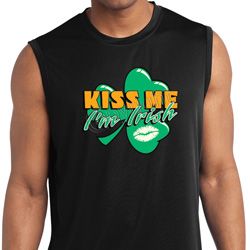 St Patrick's Day Kiss Me I'm Irish Mens Sleeveless Dry Wicking Shirt