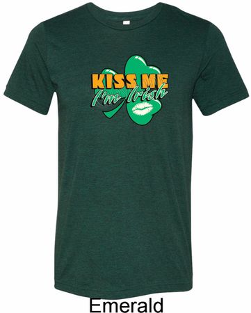 St Patrick's Day Kiss Me I'm Irish Mens Tri Blend Crewneck Shirt