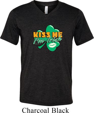 St Patrick's Day Kiss Me I'm Irish Mens Tri Blend V-neck Shirt