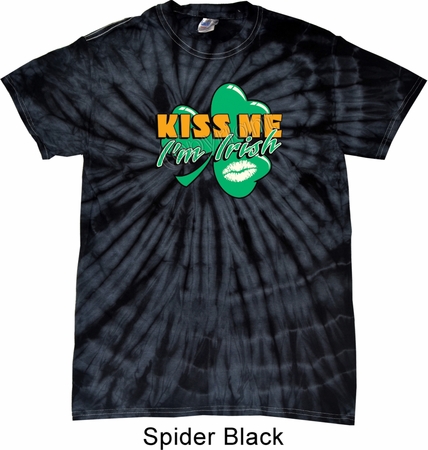 St Patrick's Day Kiss Me I'm Irish Spider Tie Dye Shirt