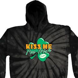 St Patrick's Day Kiss Me I'm Irish Tie Dye Hoodie
