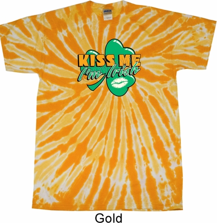 St Patrick's Day Kiss Me I'm Irish Twist Tie Dye Shirt