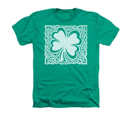 St. Patrick's Day Shirt Celtic Clover Adult Heather Kelly Green Tee T-Shirt