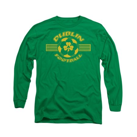 St. Patrick's Day Shirt Dublin Football Long Sleeve Kelly Green Tee T-Shirt