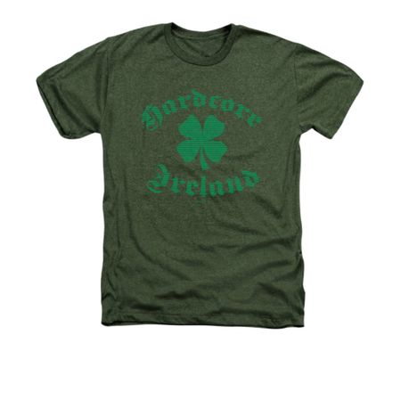 St. Patrick's Day Shirt Hardcore Ireland Adult Heather Military Green Tee T-Shirt