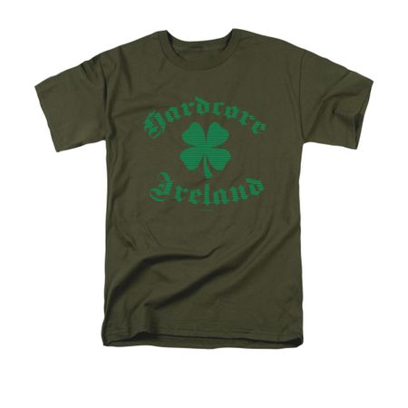 St. Patrick's Day Shirt Hardcore Ireland Adult Military Green Tee T-Shirt
