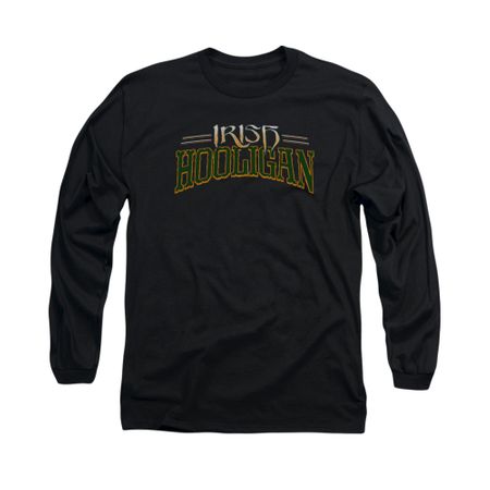 St. Patrick's Day Shirt Hooligan Long Sleeve Black Tee T-Shirt