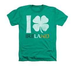 St. Patrick's Day Shirt I Love Ireland Adult Heather Green Tee T-Shirt