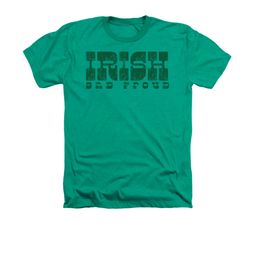 St. Patrick's Day Shirt Irish And Proud Adult Heather Green Tee T-Shirt