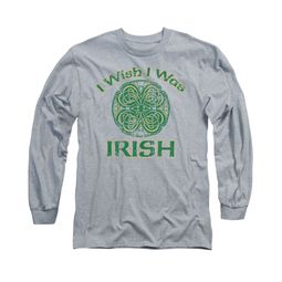 St. Patrick's Day Shirt Irish Wish Long Sleeve Athletic Heather Tee T-Shirt St. Patrick's Day Shirt Irish Wish Long Sleeve Athletic Heather Tee T-Shirt