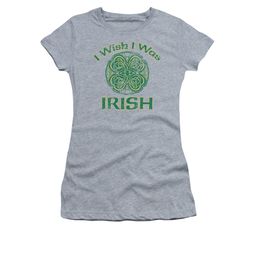 St. Patrick's Day Shirt Juniors Irish Wish Athletic Heather Tee T-Shirt St. Patrick's Day Shirt Juniors Irish Wish Athletic Heather Tee T-Shirt