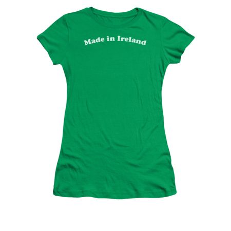 St. Patrick's Day Shirt Juniors Made In Ireland Kelly Green Tee T-Shirt
