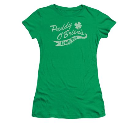 St. Patrick's Day Shirt Juniors Paddy O'briens Irish Pub Kelly Green Tee T-Shirt