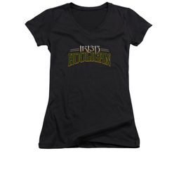 St. Patrick's Day Shirt Juniors V Neck Hooligan Black Tee T-Shirt