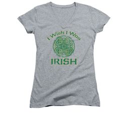 St. Patrick's Day Shirt Juniors V Neck Irish Wish Athletic Heather Tee T-Shirt St. Patrick's Day Shirt Juniors V Neck Irish Wish Athletic Heather Tee T-Shirt