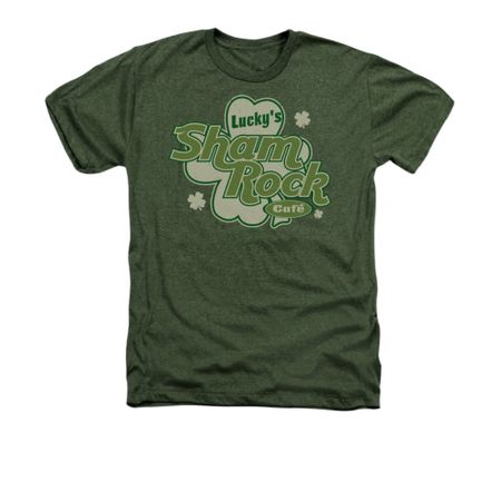 St. Patrick's Day Shirt Lucky's Shamrock Adult Heather Green Tee T-Shirt