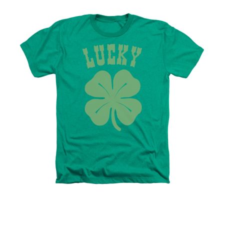 St. Patrick's Day Shirt Lucky Shamrock Adult Heather Green Tee T-Shirt