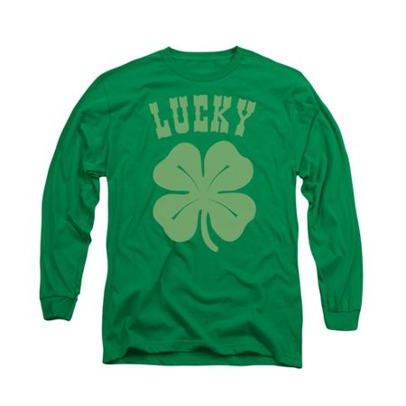 St. Patrick's Day Shirt Lucky Shamrock Long Sleeve Kelly Green Tee T-Shirt