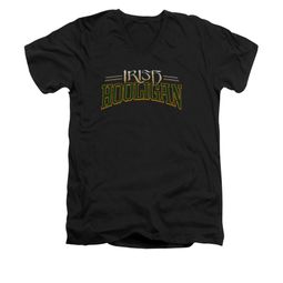 St. Patrick's Day Shirt Slim Fit V Neck Hooligan Black Tee T-Shirt