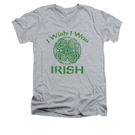 St. Patrick's Day Shirt Slim Fit V Neck Irish Wish Athletic Heather Tee T-Shirt