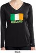 St Patrick's Distressed Ireland Flag Ladies Dry Wicking Long Sleeve