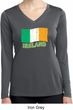 St Patrick's Distressed Ireland Flag Ladies Dry Wicking Long Sleeve