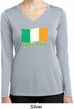 St Patrick's Distressed Ireland Flag Ladies Dry Wicking Long Sleeve