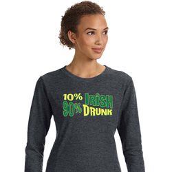 St Patricks Day 10% Irish 90% Drunk Ladies Crewneck Sweatshirt St Patricks Day 10% Irish 90% Drunk Ladies Crewneck Sweatshirt