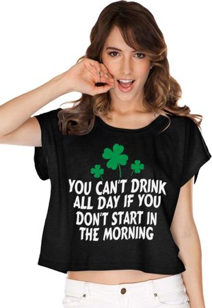 St Patricks Day Drink All Day Ladies Boxy Tee
