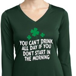 St Patricks Day Drink All Day Ladies Dry Wicking Long Sleeve