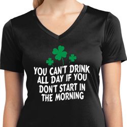 St Patricks Day Drink All Day Ladies Dry Wicking V-neck