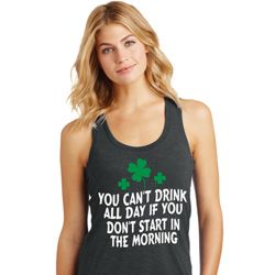 St Patricks Day Drink All Day Ladies Racerback Tank Top
