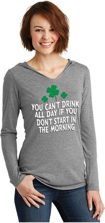 St Patricks Day Drink All Day Ladies Tri Hoodie