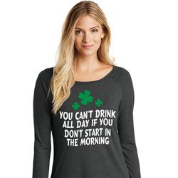St Patricks Day Drink All Day Ladies Tri Long Sleeve