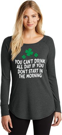 St Patricks Day Drink All Day Ladies Tri Long Sleeve