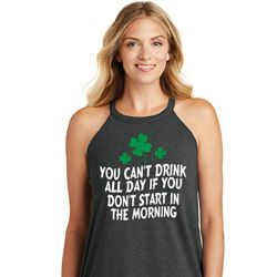 St Patricks Day Drink All Day Ladies Tri Rocker Tank Top