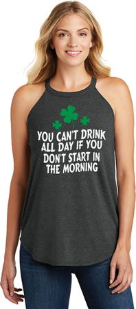 St Patricks Day Drink All Day Ladies Tri Rocker Tank Top