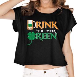St Patricks Day Drink Til Yer Green Ladies Boxy Tee