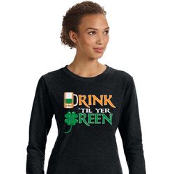 St Patricks Day Drink Til Yer Green Ladies Crewneck Sweatshirt