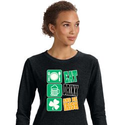 St Patricks Day Eat Drink Be Irish Ladies Crewneck Sweatshirt St Patricks Day Eat Drink Be Irish Ladies Crewneck Sweatshirt