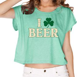 St Patricks Day I Love Beer Ladies Boxy Tee