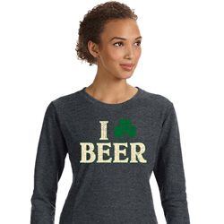 St Patricks Day I Love Beer Ladies Crewneck Sweatshirt