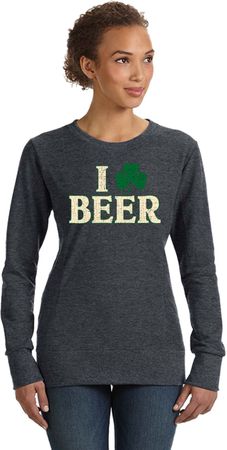 St Patricks Day I Love Beer Ladies Crewneck Sweatshirt