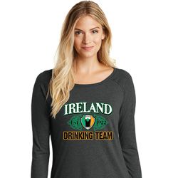St Patricks Day Ireland Drinking Team Ladies Tri Long Sleeve St Patricks Day Ireland Drinking Team Ladies Tri Long Sleeve