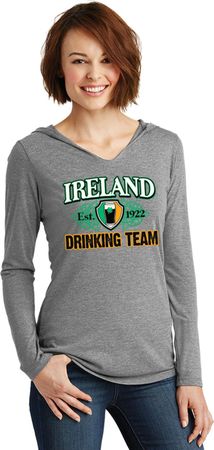 St Patricks Day Ireland Drinking Team Ladies Tri Long Sleeve Hoodie