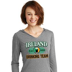 St Patricks Day Ireland Drinking Team Ladies Tri Long Sleeve Hoodie St Patricks Day Ireland Drinking Team Ladies Tri Long Sleeve Hoodie