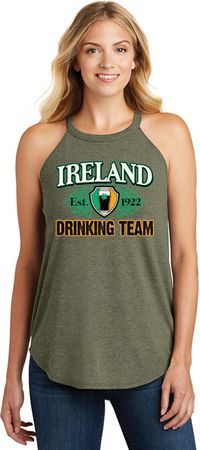 St Patricks Day Ireland Drinking Team Ladies Tri Rocker Tank Top