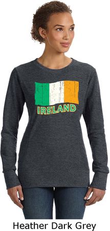 St Patricks Day Ireland Flag Ladies Crewneck Sweatshirt